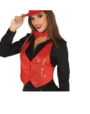 Red sequin waistcoat for women