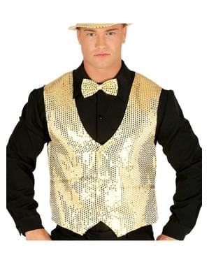 Gilet paillettes dorées homme