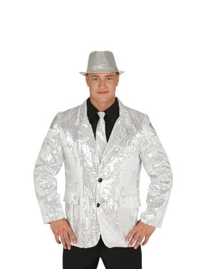Bright silver sequin jacket for men