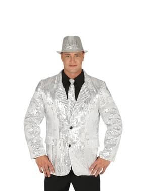 Chaqueta de lentejuelas plateada brillante para hombre