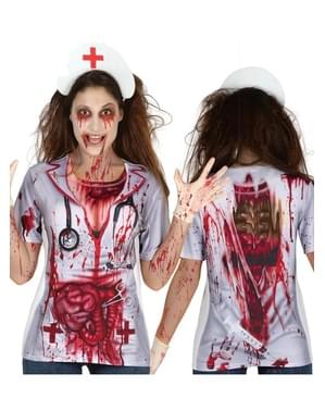 T-shirt de enfermeira zombie para mulher