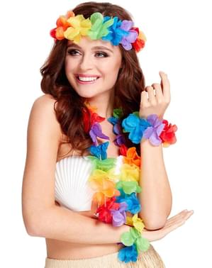 Kit de havaiana arco-íris para mulher