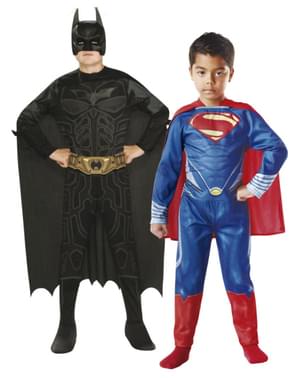 Batman und Superman Kostüm Truhe für Jungen