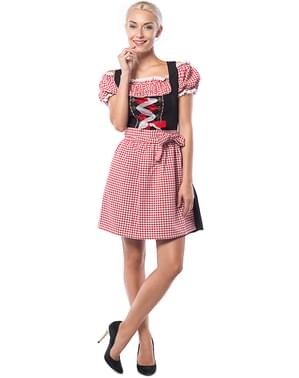 Dirndl Oktoberfest rouge et noir à carreaux femme grande taille