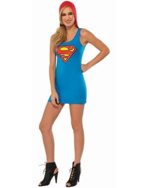 Gaun kostum Womens Supergirl dengan tudung