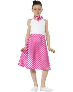 50-an Polka Dot Costume for Girls in Pink