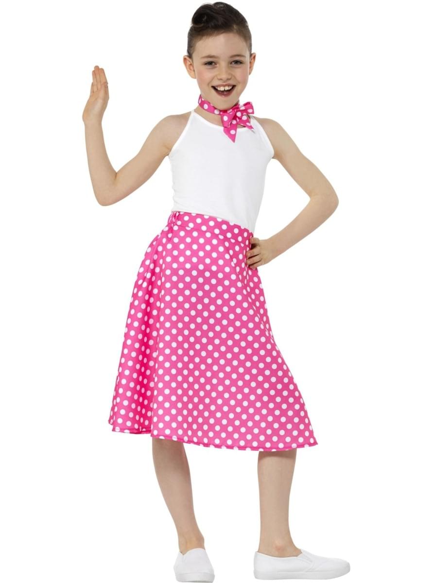 50s Pink Polka Dot Skirt for Girls