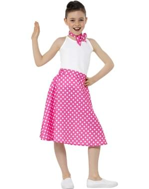 50代の女の子のためのピンクの水玉のスカート