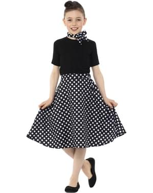 Jaren 50 zwarte polka dot rok voor meisjes