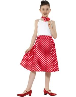 Jupe années 50 rouge à pois fille