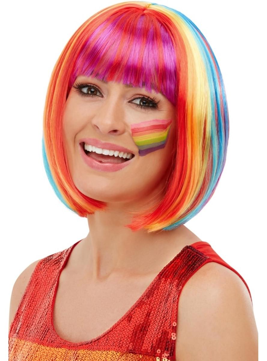 Perruque arc-en-ciel raide femme