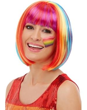 Parrucca donna multicolor lunga liscia anni 70 arcobaleno