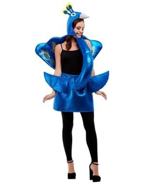 Blåt påfugle kostume til voksne