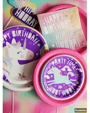 8 desserttallrikar lycklig enhörning (18 cm) - Unicorn