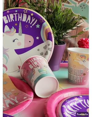8 assiettes Happy Birthday Licorne