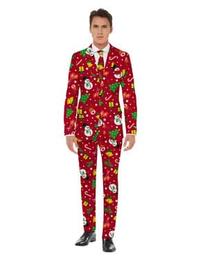 Červený vianočný oblek so svetlami - OppoSuits