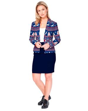 Modra božična jakna za ženske - Opposuits