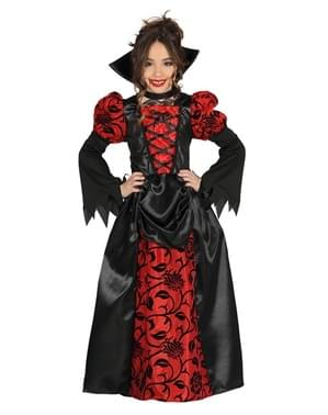 Costume da vampira gotica rosso e nero per bambina