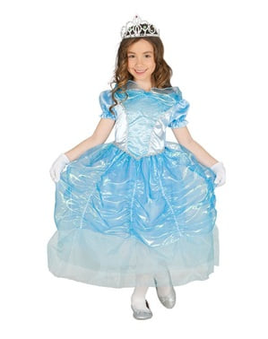 Krystall blå prinsesse kostyme for jenter