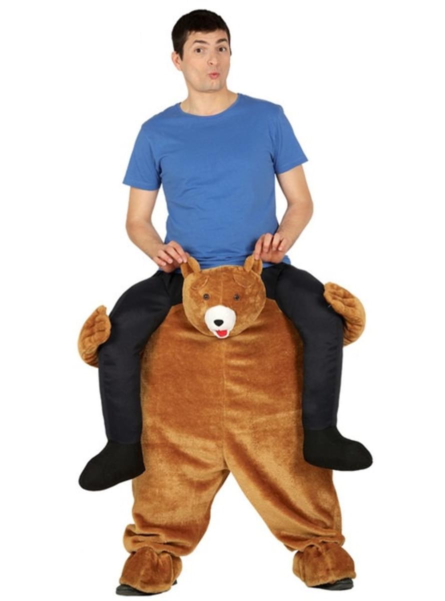 Fato de urso castanho ride on para adulto
