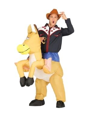 Oppustelig rodeo cowboy kostume til voksne