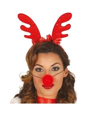 Christmas reindeer headpiece with light-up nose