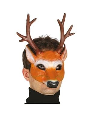 Media máscara de ciervo con cuernos de foam para adulto