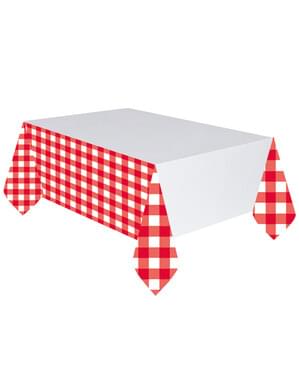 מפת שולחן משובצת אדום ולבן