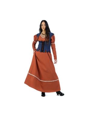 Disfraz de campesina medieval naranja para mujer
