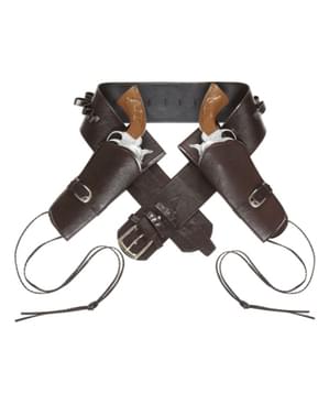 Cintura marron con doppia fondina da uomo