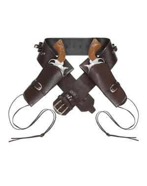 Ceinture avec double étui pistolet marron homme