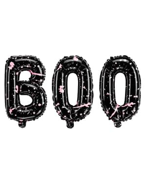 3 ballons noirs Halloween - Boo!
