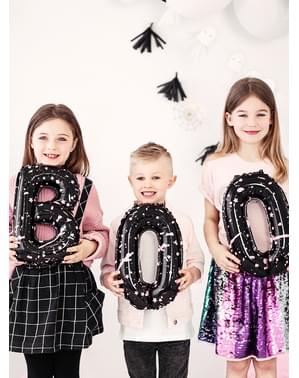 3 ballons noirs Halloween - Boo!