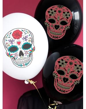 6 Catrina balloons in black - Día de los muertos