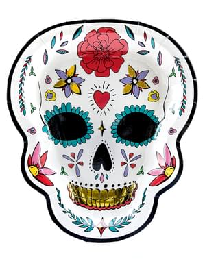 6 Catrina Plates in White - Day of the Dead
