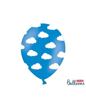 50 balon semi clear blue dengan awan (30 cm)