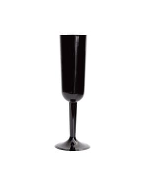 4 verres à champagne noirs Halloween