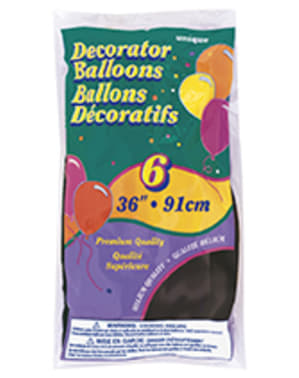 6 Luftballons Halloween schwarz (91 cm)