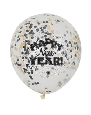 6 Luftballons Silvester (30 cm) - Happy New Year!