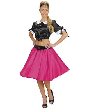 Falda de satén rosa con enaguas para mujer