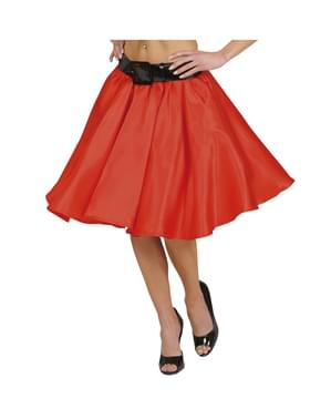 Rok Saten Merah Wanita dengan Slip