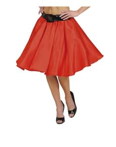 Jupe satin rouge avec jupon femme