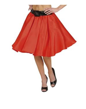 Дамска червена сатенена пола с клипс