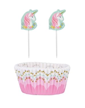 48-teiliges Cupcake Set mit Einhorn Motiv