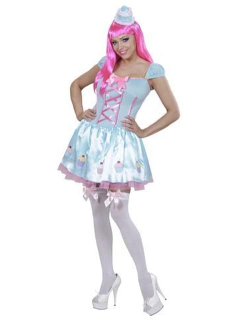Cupcake Kostüm blau für Damen
