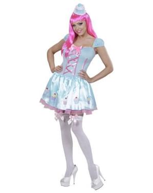 Cupcake Kostüm blau für Damen