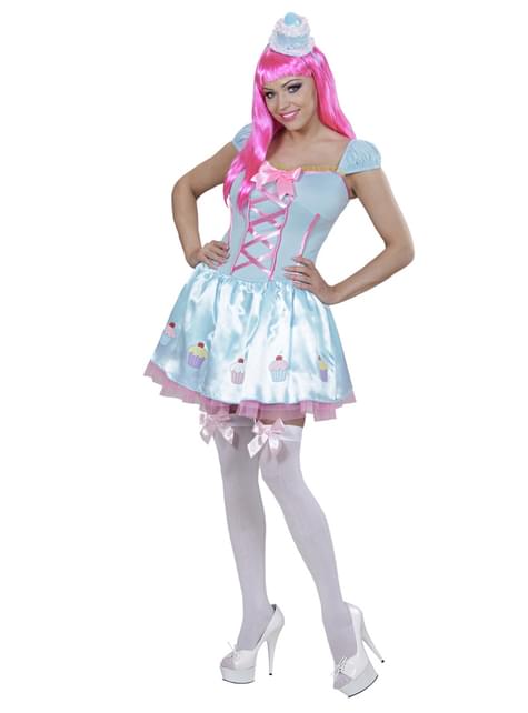 Cupcake Kostüm blau für Damen