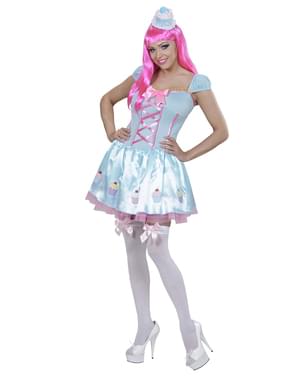 Cupcake Kostüm blau für Damen
