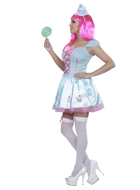 Cupcake Kostüm blau für Damen