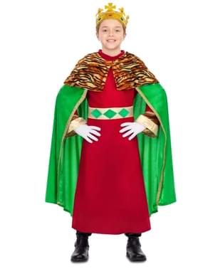 Елегантен детски костюм на цар влъхва, зелен